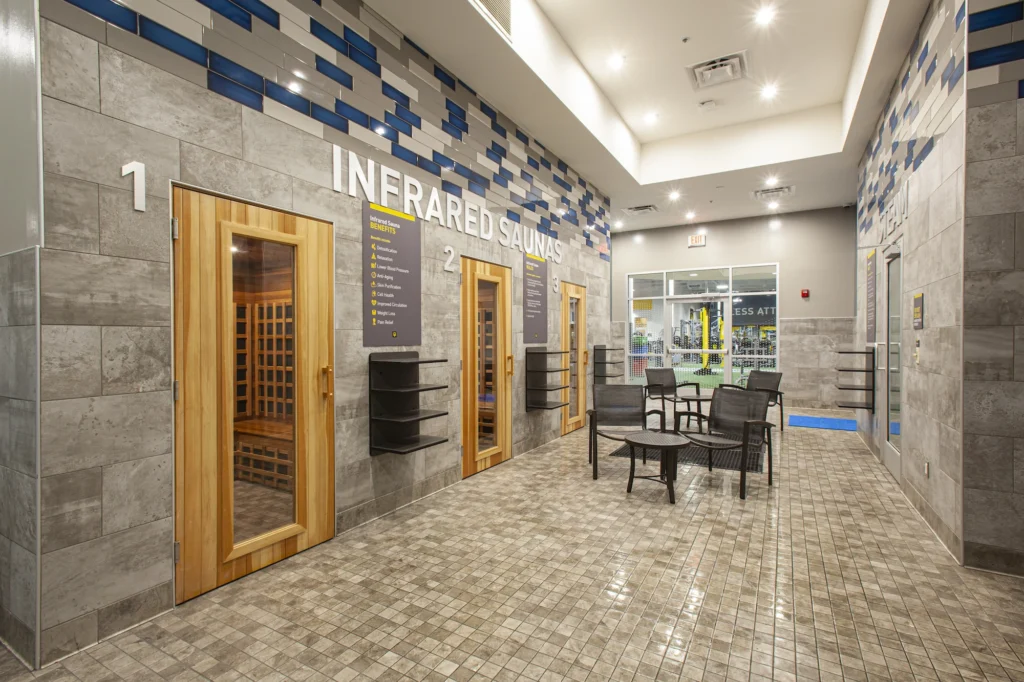 sauna area inside a Chuze Fitness gym