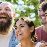 a group of smiling people