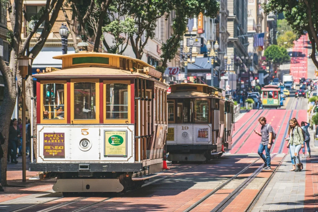 trolley cars in San Francisco