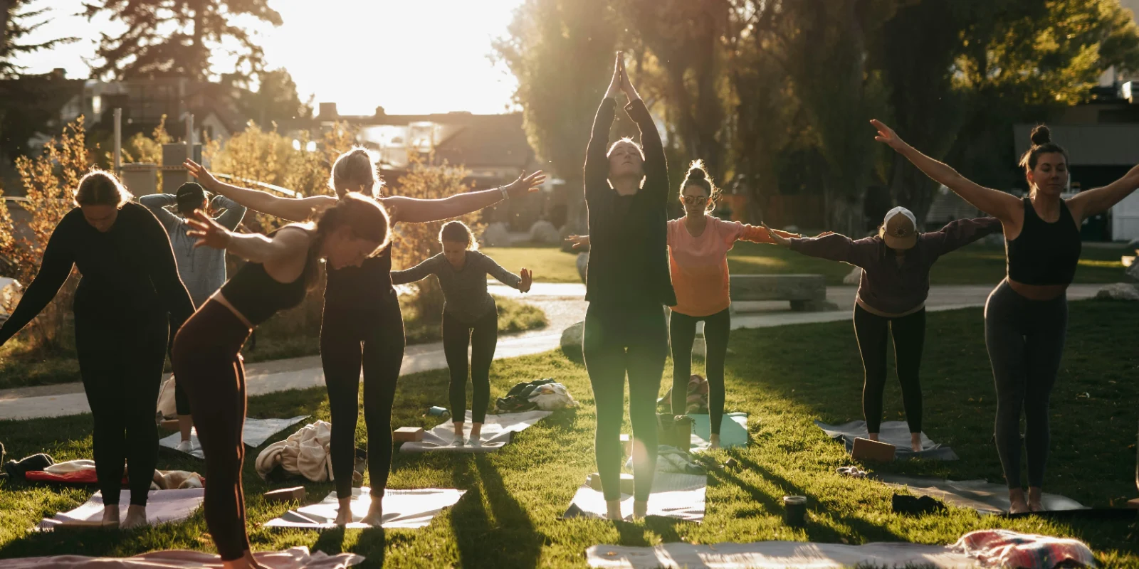 a group of people doing yoga