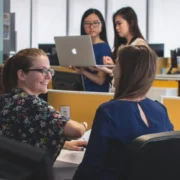 happy people in an office / employee wellness