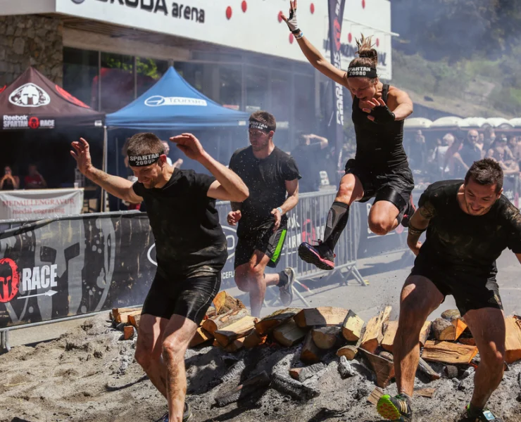 men compete in a Spartan Race obstacle course