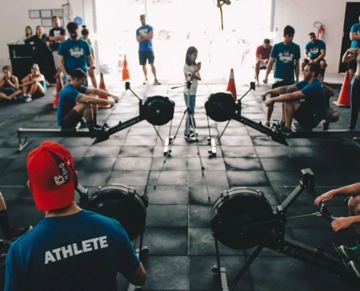 Trainers gathered in a gym