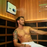 Hot man in sauna