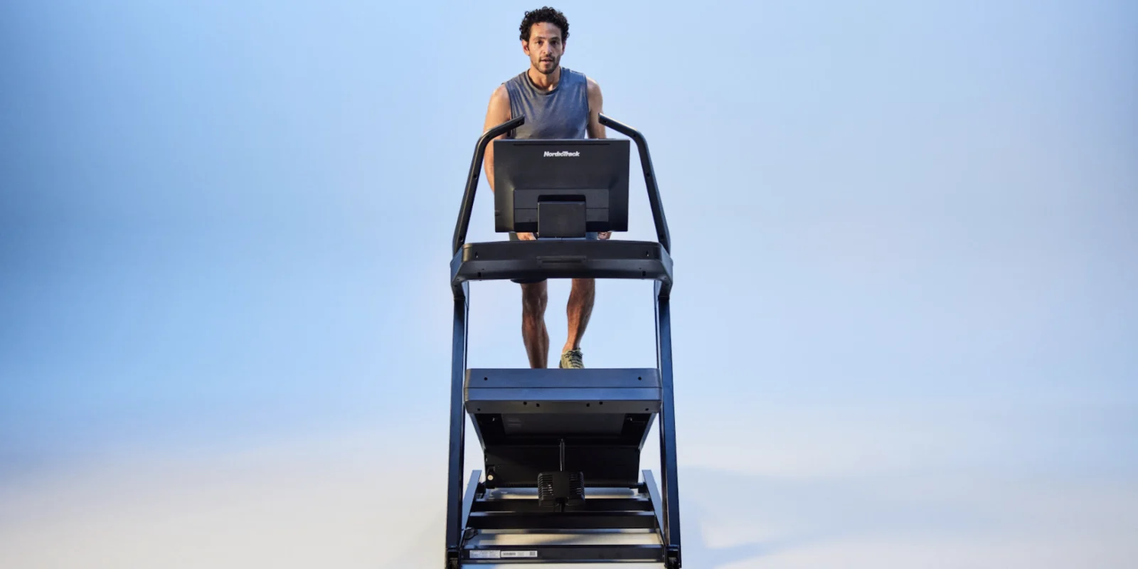 Man uses NordicTrack X24 Treadmill