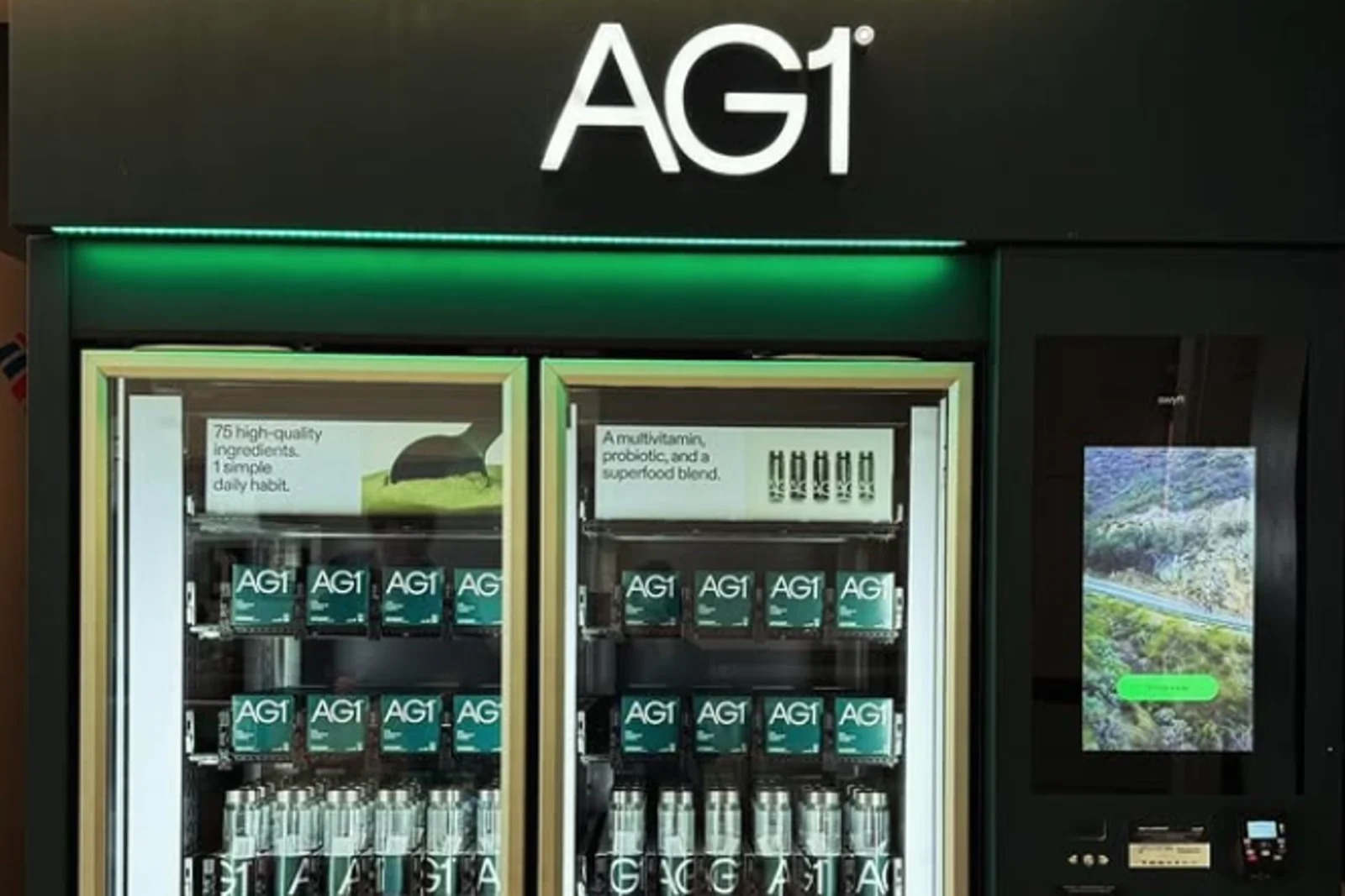 an image of AG1's new airport vending machine