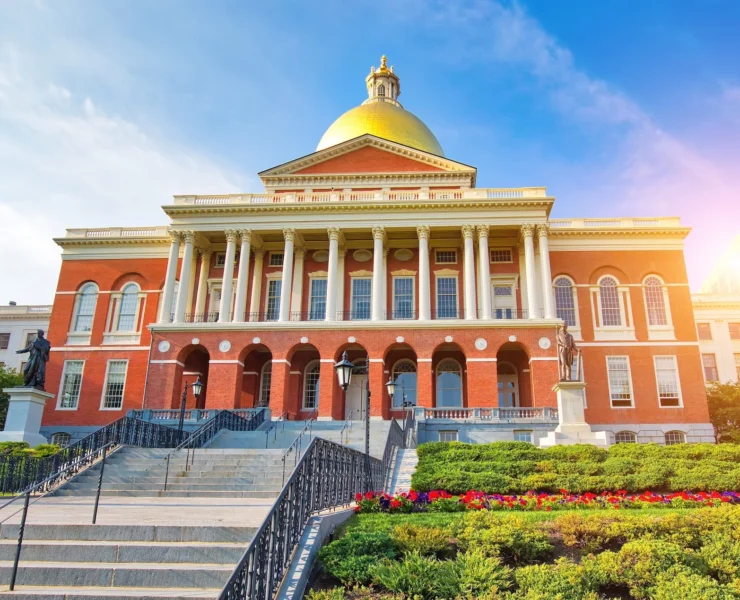 Massachusetts State House in Boston historic city center