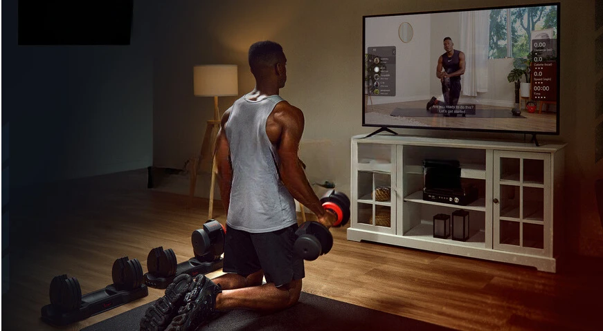 Black man working out at home