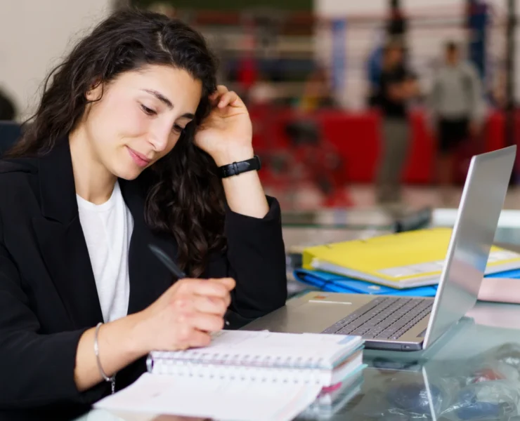 woman working at desk